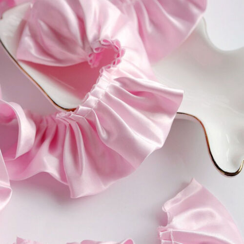 3 Yards Satin Faux Silk Ruffles Edging Ribbon Trimming Pleated Frill Retro - Picture 21 of 26