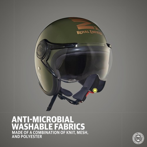 Royal Enfield Open Face MLG Cycling Helmet with Clear Visor- Impact Protection - Picture 8 of 8