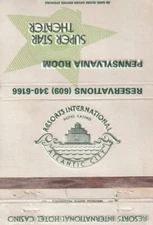 BILLBOARD MATCHBOOK COVER EMBOSSED - RESORTS INTERNATIONAL CASINO ATLANTIC CITY