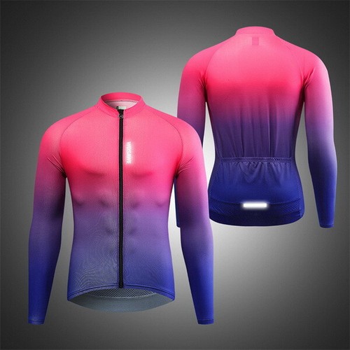 Radtrikot Langarm Herren MTB Atmungsaktiv Schnell Trocknen Vollreißverschluss Fahrrad Tops - Bild 14 von 14