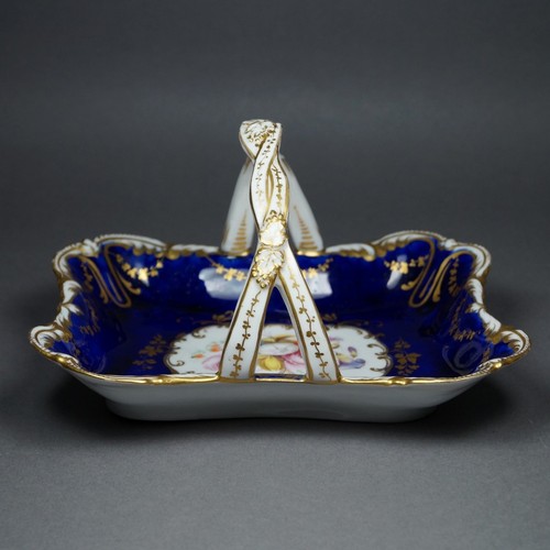 Antique English Porcelain Coalport Blue Basket Sparks Worcester Pre 1840 - Picture 2 of 10