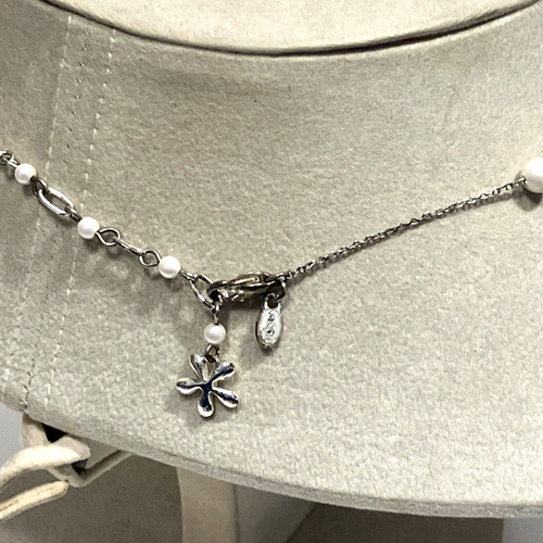 Vintage Monet Necklace Silver Tone & Faux Pearl - Picture 3 of 5