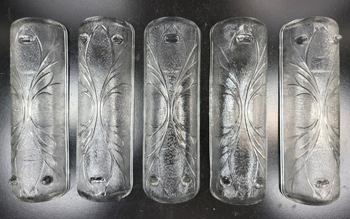5 Indiana Glass Pebble Leaf Clear Corn Holders Set Vintage Etched Tray Dish MCM - Picture 8 of 23