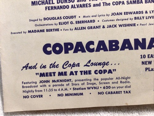 VTG 1950’s NYC COPACABANA HANDBILL/AD/MAILER Joe E. Lewis Patti Page - Picture 6 of 12