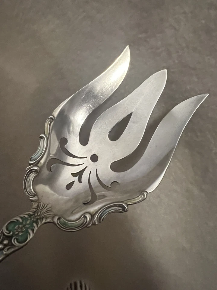 Tenedor para servir verduras Louis XVI por Gorham plata esterlina esmaltada 9” Foto 4 de 4