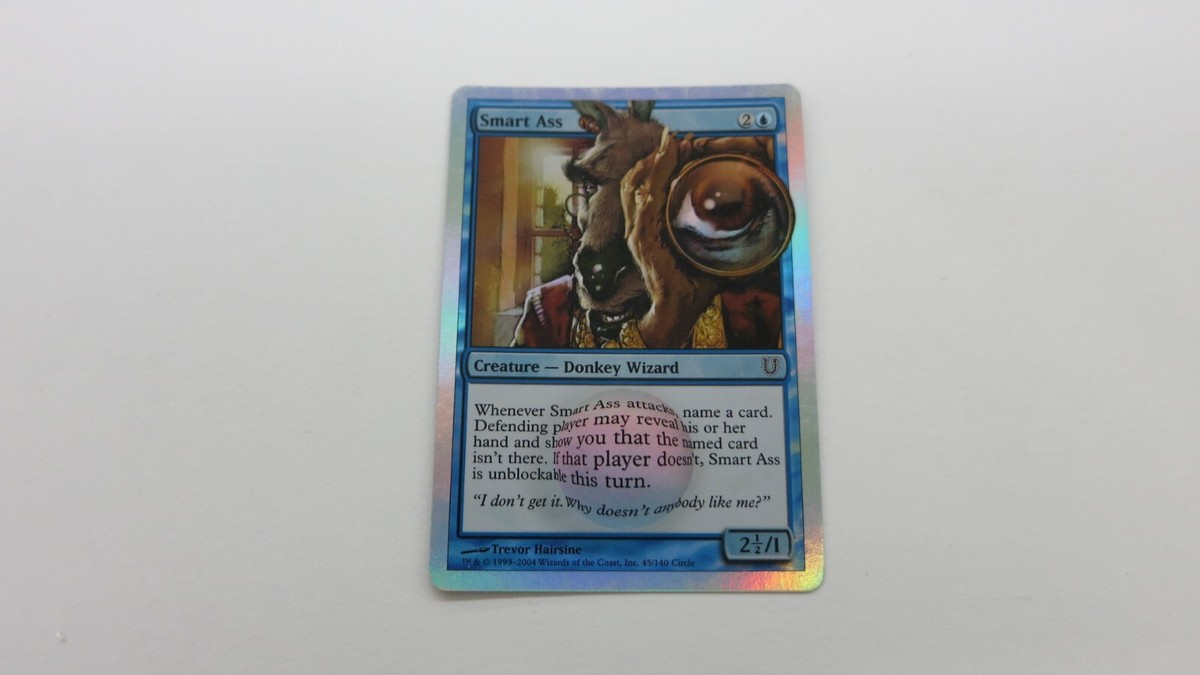 FOIL SMART ASS DONKEY WIZARD UNHINGED MTG Magic The