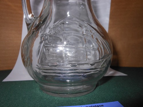 Glas Maritim Schiff Dekanter Flasche Krug Karaffe Kruzifix mit Stopfen Vintage - Bild 3 von 4