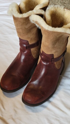 UGG Boots Gr. 10 Pernille Chestnut Leder Wildleder Lammfell