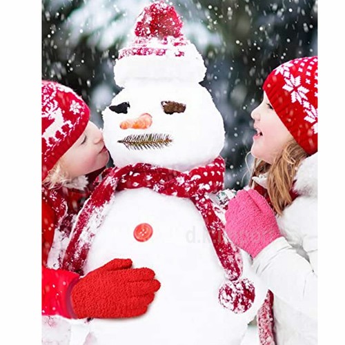 6 Pair Kids Gloves Full Finger Knit Thermal Warm Winter 5-10 years old Boy Girl  - Picture 4 of 5