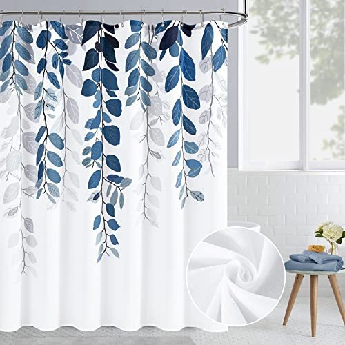 Eucalyptus Shower Curtain for Bathroom Floral Watercolor 72 x 72 inch Blue