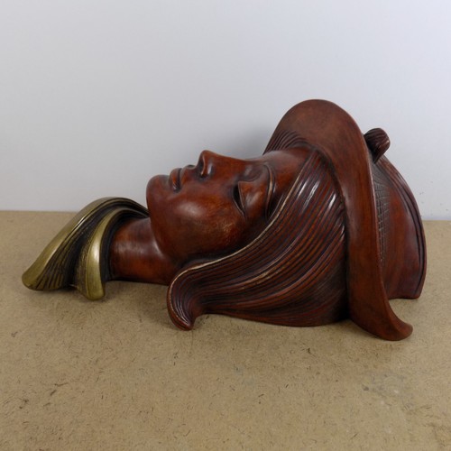 2 Vintage Achatit German Wall Hanging Masks Figurines Large Size 13" and 15" - Picture 11 of 13