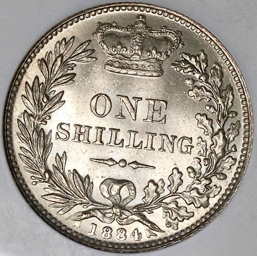 1884 NGC MS 63 Victoria Shilling Great Britain Mint State Silver Coin (22010702C - Picture 4 of 6
