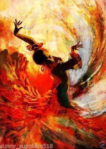 Hand Painted Figure Canvas Oil Painting Red Dress Woman Dancer No Image Is Loading Hand Painted Figure Canvas Oil Painting Red Dress