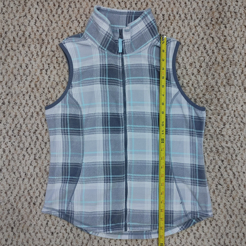 Made for Life Women’s Vest Gray Teal Plaid Fleece Warm Lightweight Sz PS - Picture 6 of 9