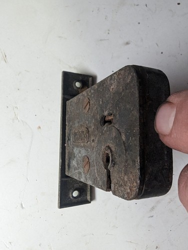 Vintage Skeleton? Barrows Mortise Entry Door Lock Commercial 4" X 1" Faceplate - Picture 10 of 17