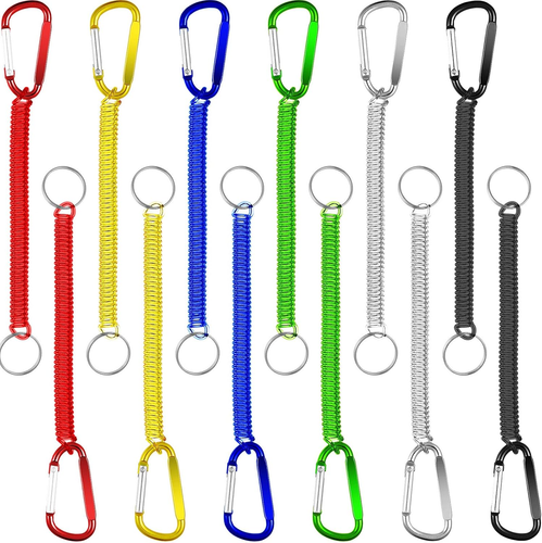 12 Pieces Fishing Lanyard Spring Coil Keychain Cord Retractable Coiled Tether Mu - Picture 10 of 12