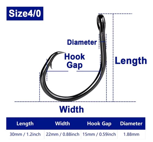 25 4 X Extra Strong Sea Saltwater Fishing Circle Fishing Hooks - Various Sizes - Picture 29 of 33