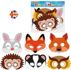 WOODLAND ANIMALS CARD MASKS -  KIDS FANCY DRESS PARTY BAG FILLERS FACE MASK
