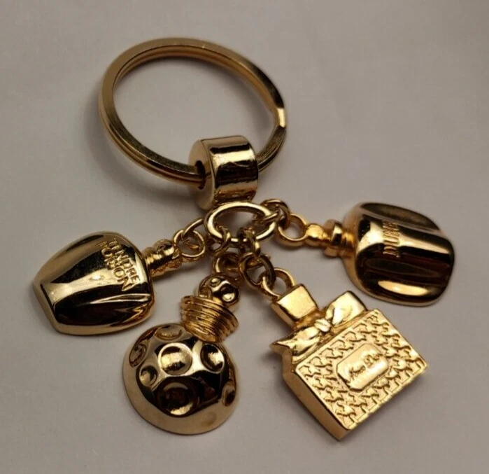 Christian Dior Vintage Perfume Bottle Charm Key Ring Gold Plated