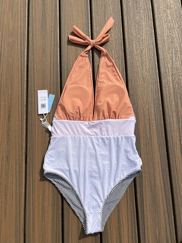 Cupshe One Piece Swimsuit Size Large V Neck Halter Backless Ruched Tummy Control - Picture 8 of 13