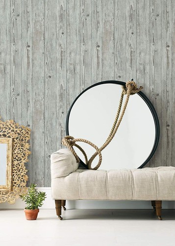 Rasch Wood Effect Wallpaper Grey Brown Green Realistic Paste The Wall - Picture 2 of 4
