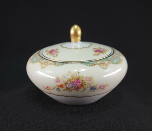 Vintage Fine China Japan Lidded Sugar Bowl Floral Moriage and Pink Teal Gold - Picture 2 of 12