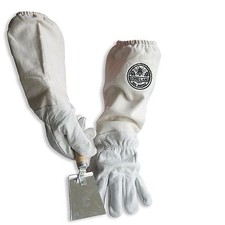 Cotton & Sheepskin Long Sleeves Beekeeper Gloves with Honey Comb Shovel