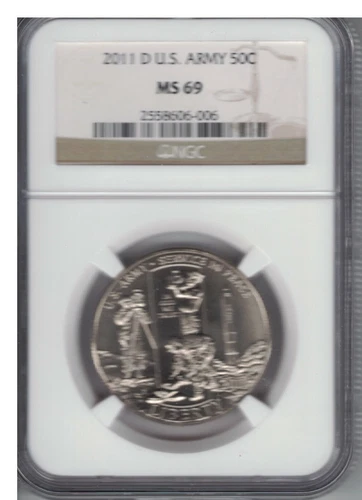 2011 D US ARMY 50C NGC GRADED BY NGC MS69 CLAD