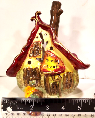 2009 Heather Goldminc Blue Sky Clayworks Turning Leaf House Fall Tealite Holder - Picture 7 of 7