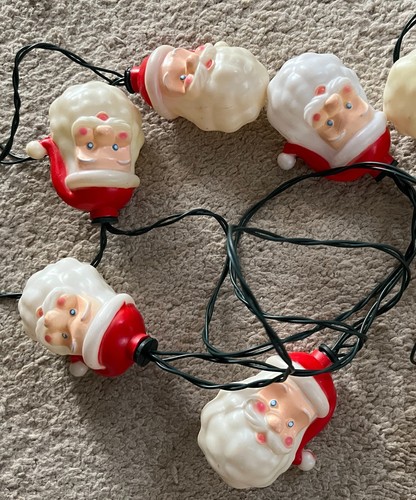 Blow Mold Christmas Santa Claus Face String Light Set - Picture 5 of 12