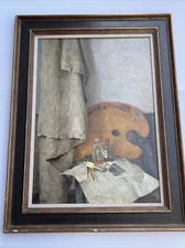 RUSSIAN STILL LIFE PAINTING PAINTERS PALETTE SIGNED ZAVYALOV MODERNIST REALISM