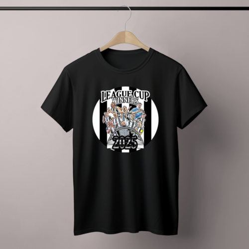 Newcastle League Cup Winners 2025 Black Adult T-Shirt Design 1 S-2XL Toon Army - Picture 3 of 3