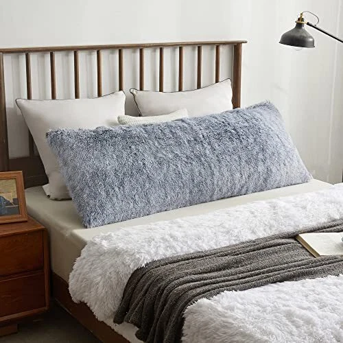 Luxury Shaggy Fuzzy Body Pillow Cover Fluffy Bed Pillow 21