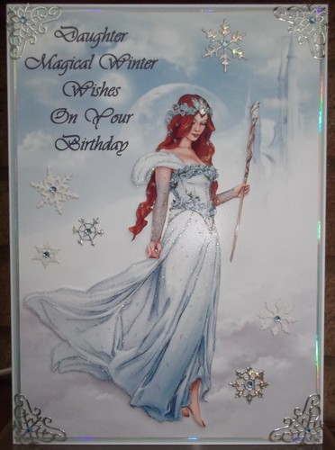 HANDMADE PERSONALISED FANTASY PAGAN DAUGHTER BIRTHDAY CARD WINTER PRINCESS 2020 - Picture 2 of 5