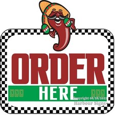 Order Here DECAL CHOOSE YOUR SIZE BW Food Truck Concession Vinyl Sticker