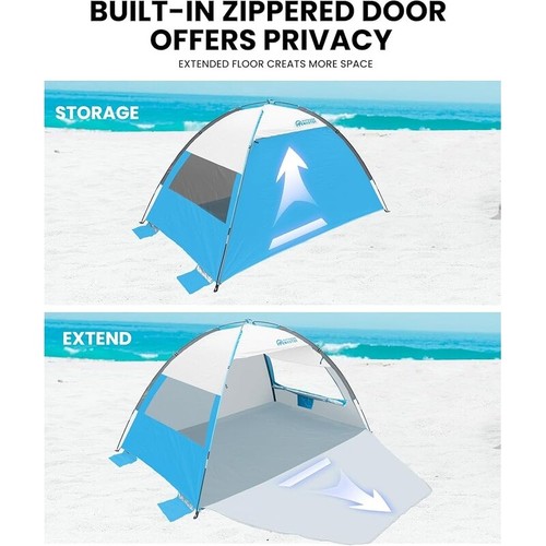 3 Person Beach Tent Dual Door Portable Sun Shade Canopy UPF 50 Protection New - Picture 5 of 7