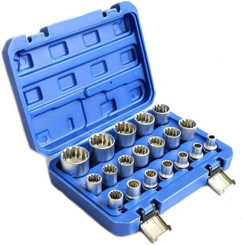 Spline Socket Set 1/2" Drive Universal Metric 8-32Mm 12-Point Cr-V Socket - Picture 8 of 12