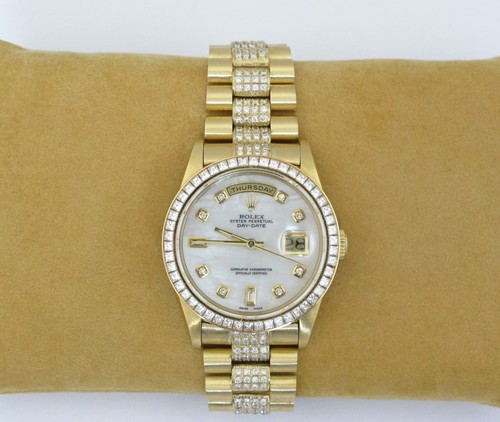 ROLEX VINTAGE REF.18238 DAY/DATE 18K GOLD WITH DIAMOND DIAL,BEZEL AND BRACELET!! - Picture 3 of 16