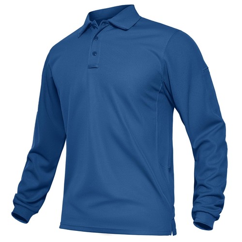 Tacvasen Men's Long Sleeve Polo Shirts Golf Sport Quick Dry Hiking Team Work Tee - Picture 56 of 209