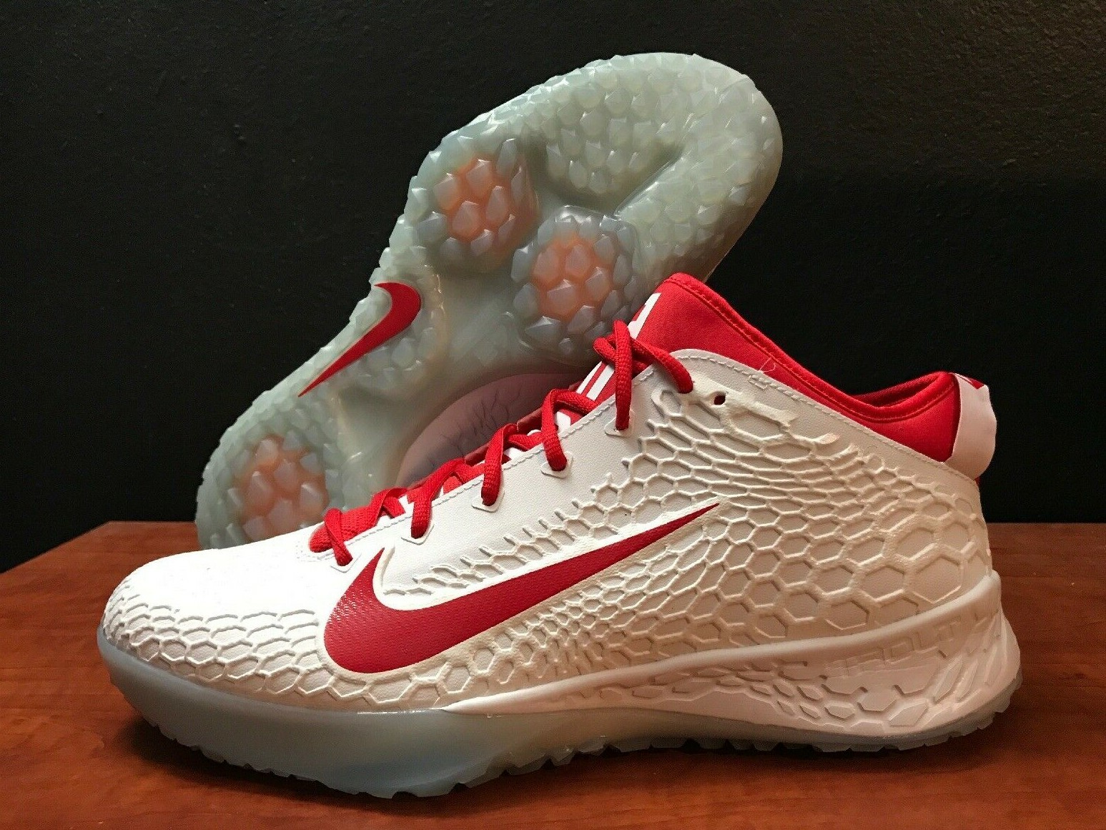 Nike Force Zoom Trout 5 Turf shoes 13 Baseball Cleat Trainers White Red AH3374 Nike Force Zoom Trout 5 Turf shoes 13 Baseball Cleat Trainers White Red AH3374