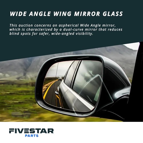 Left Passenger side Wide Angle Wing mirror glass for Fiat 500 500c 2007-24 - Picture 5 of 7