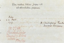 1729 Semler Christoph hand-handed family book sheet Halle