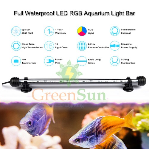 Aquarium Fish Tank Submersible 5050 RGB LED Strip Lights Lamp Tube Bar UK Plug - Picture 31 of 40