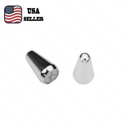 2 Pcs ST Pickup Switch Tip Knob USA Size Cap for American Fender Strat Chrome