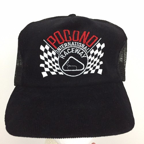 Vtg Pocono Raceway Cap Nascar USA Corduroy Mesh Snap Back Trucker Baseball Hat - Picture 10 of 12