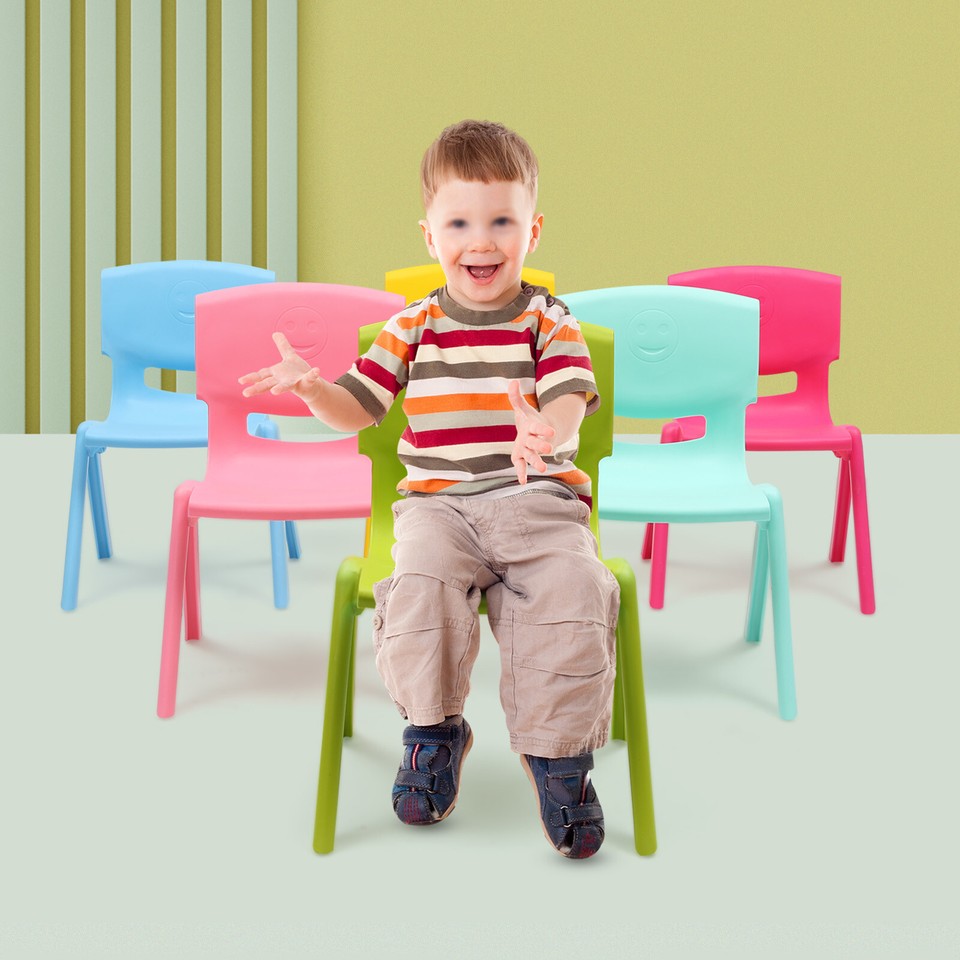 6 Pack Plastic Colorful Stackable School Chair for Kindergarten Home 11