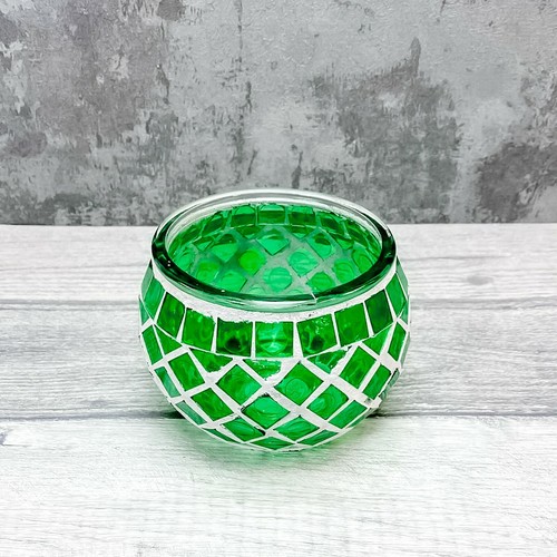 Portavelas de vidrio de mosaico frasco portavelas de luz verde azulada con velas de luz de té de 8 horas - Imagen 15 de 89