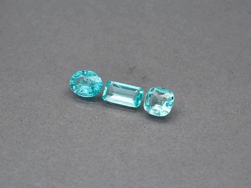 APATITE 3 Pcs Set 2.56ct Blue Neon Mix Shape VS Clarity Untreated Paraiba Brazil - Picture 5 of 24