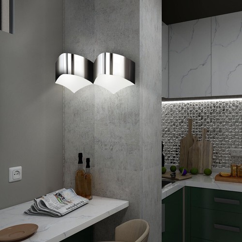 Treppenhausleuchte Wandlampe Wandleuchte Wohnzimmer Chrom 2 Flammig G9 Flurlampe - Bild 4 von 8