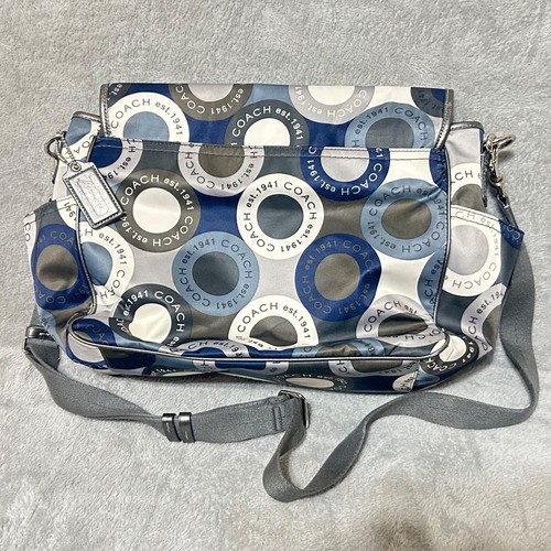 Coach Signature Snaphead F18377 Blue Messenger Bag Multifunction Diaper Baby bag - Bild 4 von 14
